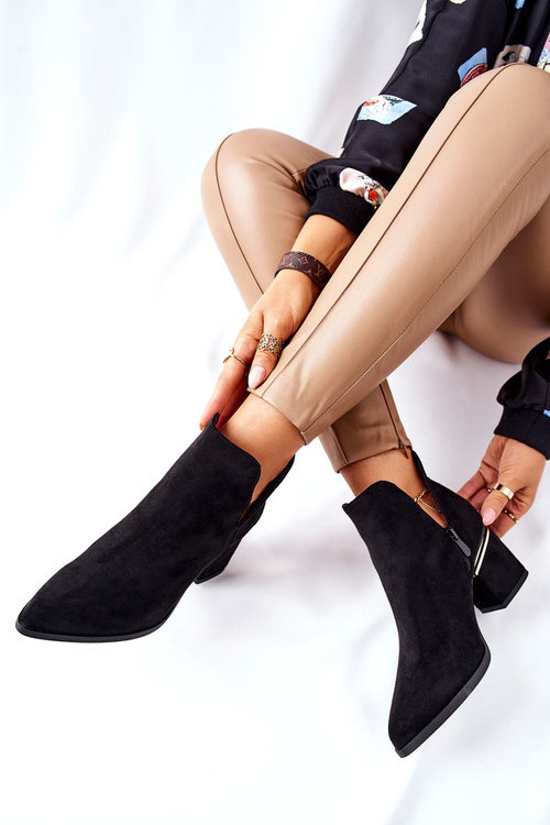 Dámské Semišové Boty S Výřezy Černé Noel