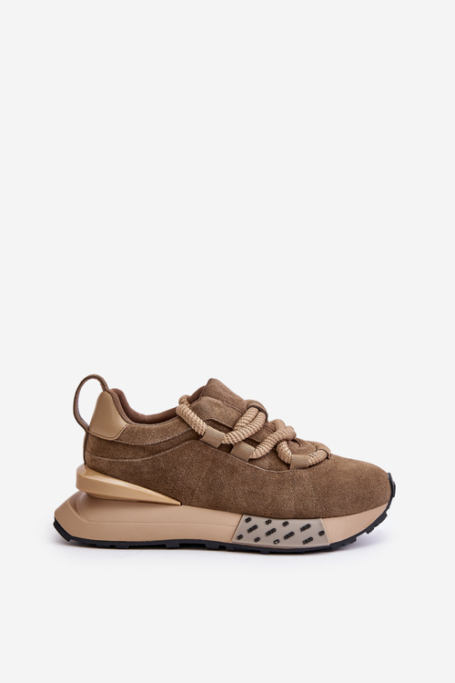 Dámské Semišové Sneakersy Na Platformě S Hrubým Šněrováním Artiker 54C1466 Světlehnědé