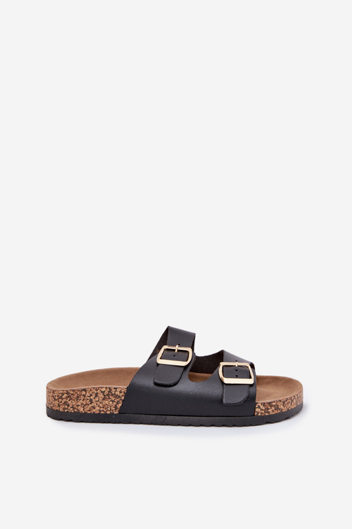 Dámské sandály s přezkami z eko kůže černé Iskira