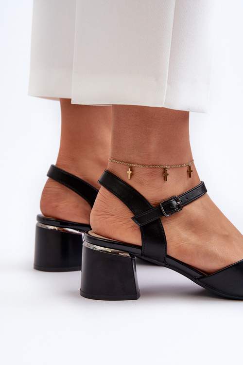 Dámske sandále na nízkom opätku z eko kože Sergio Leone SK876 Čierne