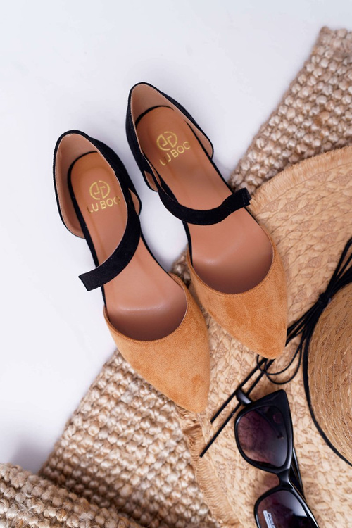 Lu boo balerína v Spitz Suede Camel Carana