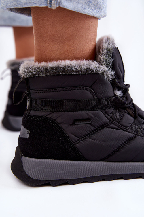 Dámske izolované snehové topánky krížové džínsy KK2R4016C Čierne