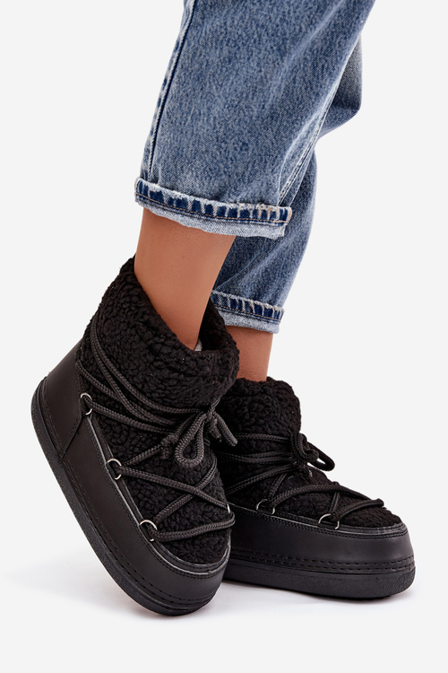 Dámské sněhule s beránkovým kožíškem typu vázané Černé Belira