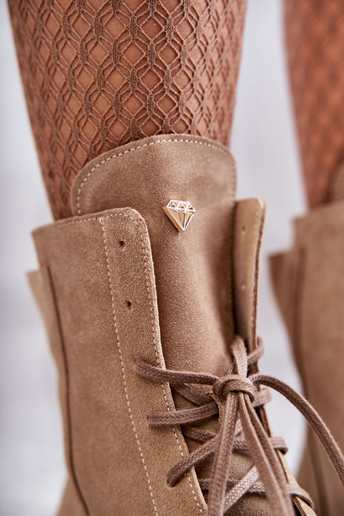 Semišové kozačky na zip Nicole 2754 Béžove