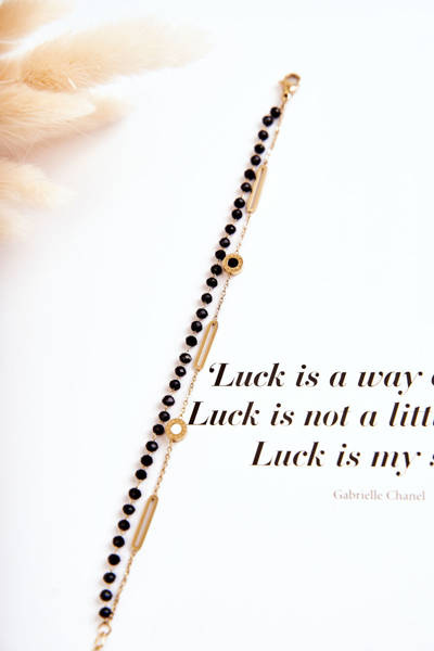 Dámský dvojitý náramek Mini Clock Gold-Black