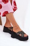 Dámske Sandále Na Klíne A Platforme Leopardie Čierne Sevolee