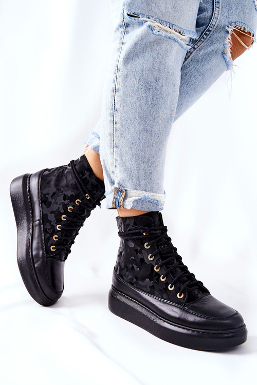 Sportovní Obuv Goe Kožená Lewski 3034 černé Moro