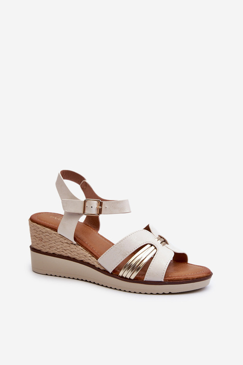 Dámské sandály na klíně s plétěnou zlatou Starlenna