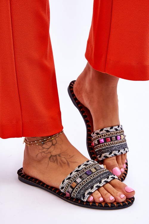 Dámské zdobené pantofle Černá Bellisa