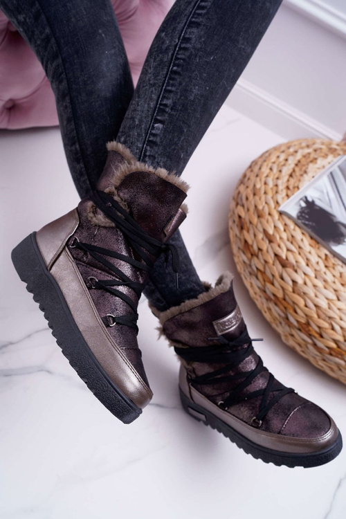 Dámské Sněhule Zateplené Kožešinou tmavě šedé Fereni