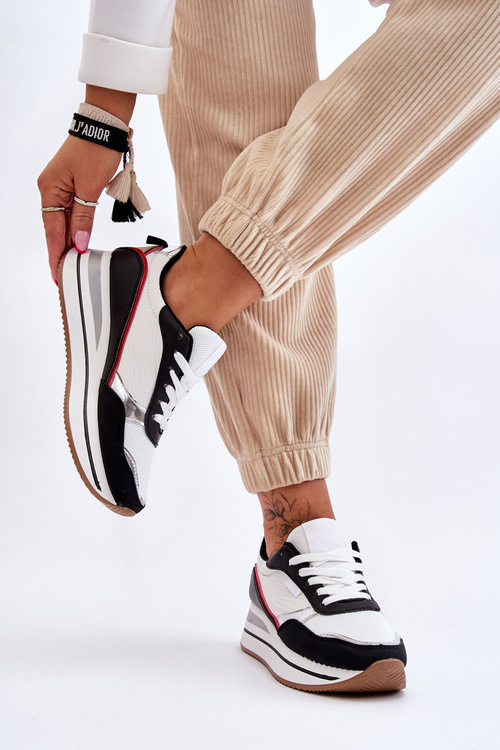 Dámské Tenisky na Klínu A Platformě Bílá A Černá Allen