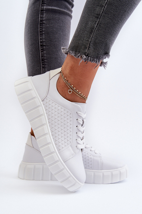 Bílé dámské kožené tenisky na platformě Eselmarie