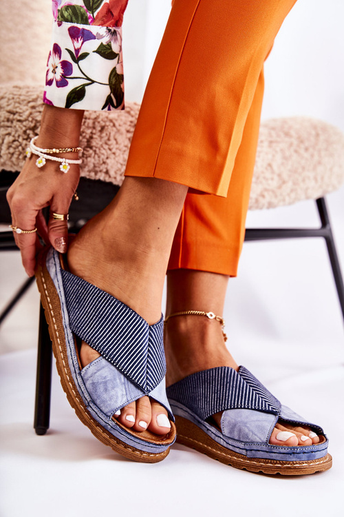 Kožené Profilované Nazouváky Maciejka 04986-17 Modrá