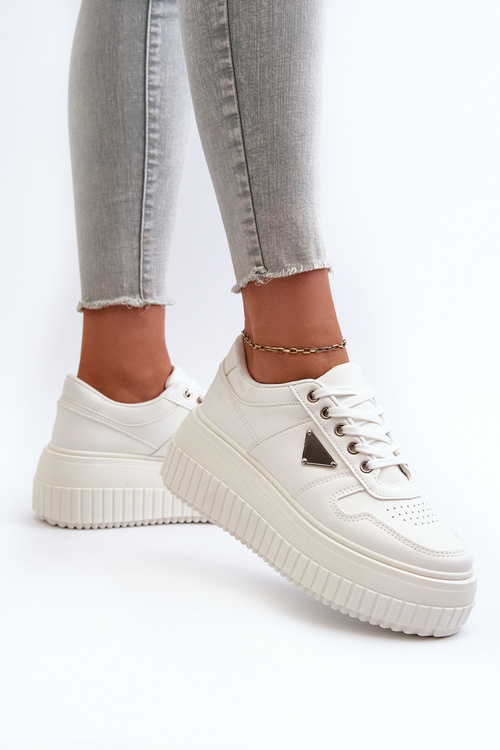 Dámské Tenisky Z Ekokože Na Masivní Platformě Bílé Chrisstin