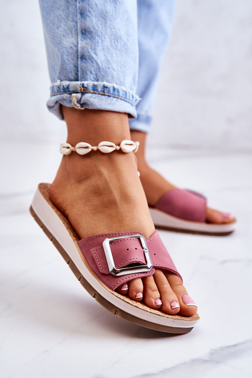 Módní dámské pantofle se sponou Inblu CP000031 růžové