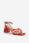 Vzorované sandály na podpatku oranžové Jenglla