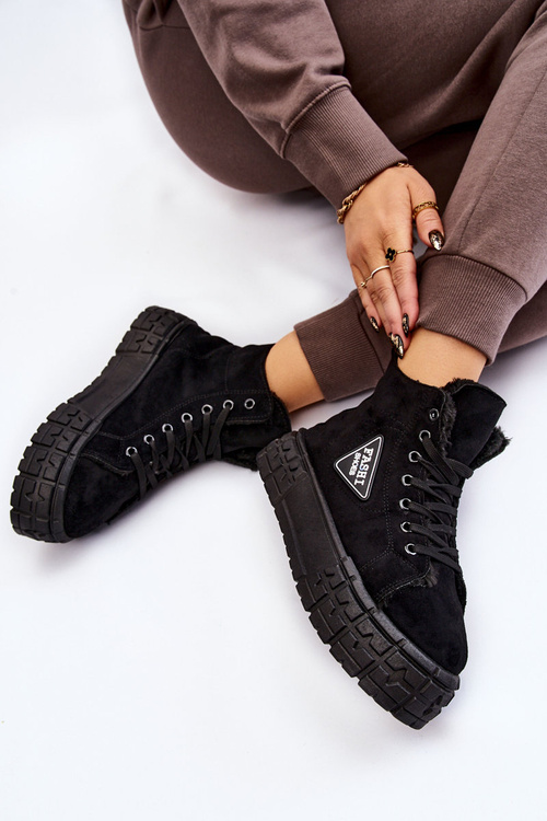 Vysoko izolované semišové čierne tenisky Evren