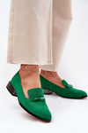 Semišové Polobotky Mokasíny Dámské S Ozdobou D&A LZ51-505 Zelené
