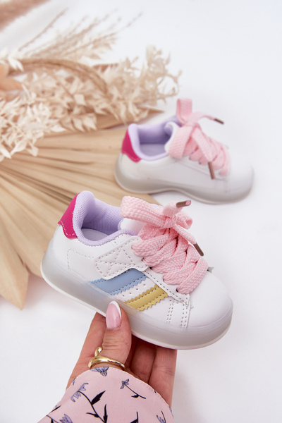 Športová Obuv Detské Sneakers S Osvetlenou Podrážkou Biely-Ružový Arielle