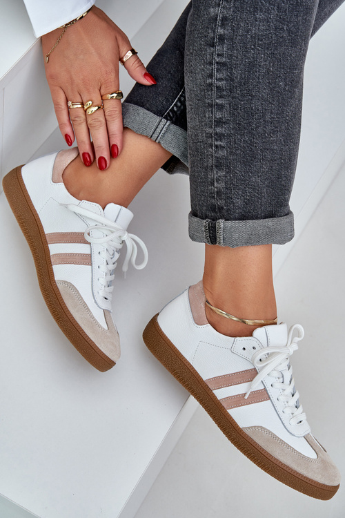 Zazoo N1068 Kožené Nízke Sneakers Dámske Béžové