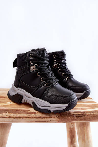 Dětské boty zateplené Trappers se zipem Černe Marvin