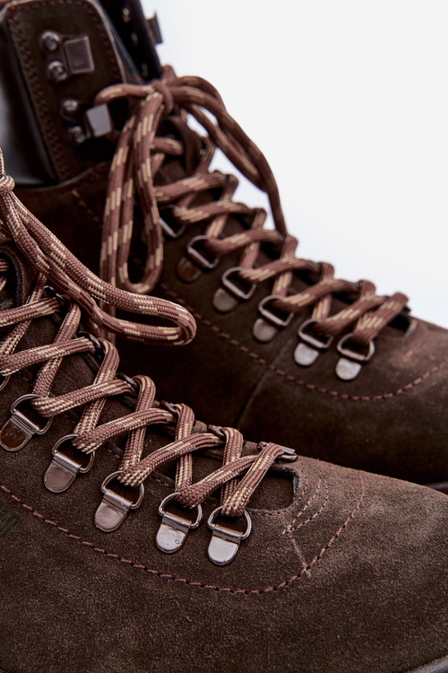 Semišové Zateplené Čižmy Pánske Big Star OO174644 Hnedé