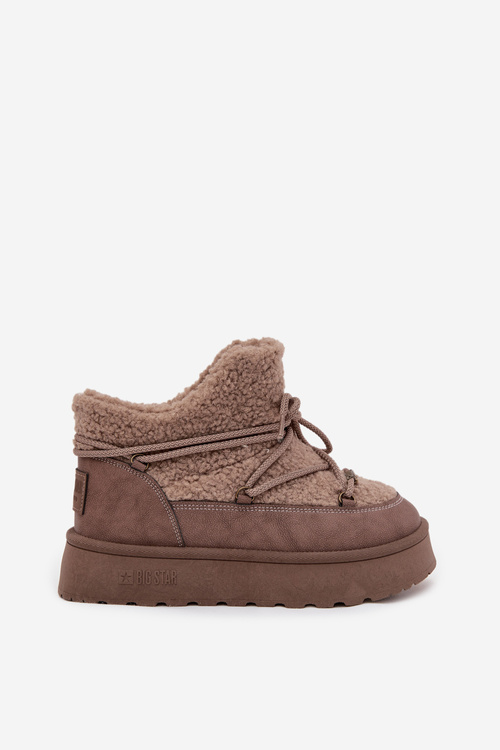 Dámské Sněhule Na Platformě S Kožíškem Typu Beránek SS274112 Hnědé