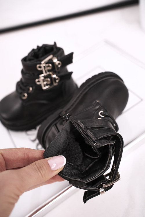 Dětské Boty Izolované Kožešinou Černé Valentina