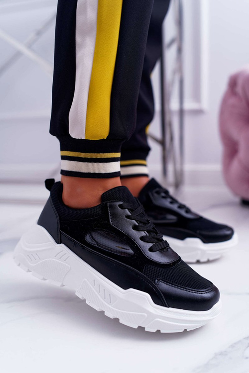 Dámská Sportovní Obuv Tlustou Podrážkou Černé HighStep