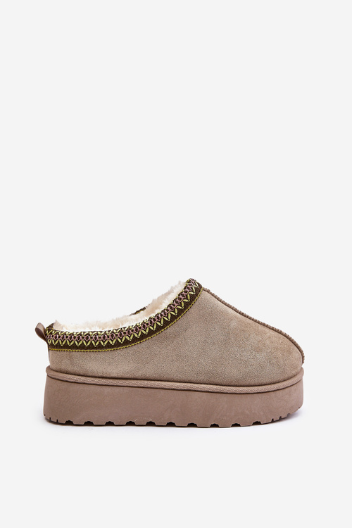 Dámske zimné topánky na platforme zateplené kožušinou zelené popruhy