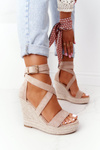 Klínové Sandály S Copánky Béžové Lanzarote