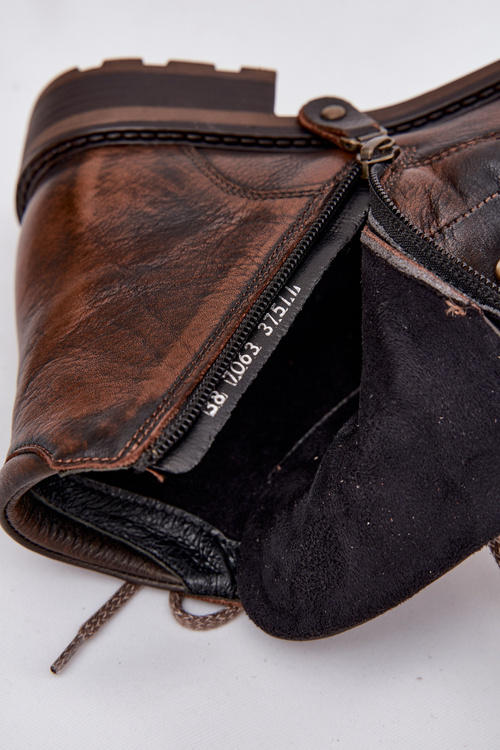 Dámské kotníkové boty z pravé kůže na ploché podrážce Maciejka 07063-02 hnědé