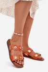 Dámske Sandále So Zlatými Aplikáciami Oranžové Jenoriela