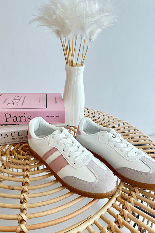 Dámské nízké ekologické kožené tenisky bílo-růžové Relialia