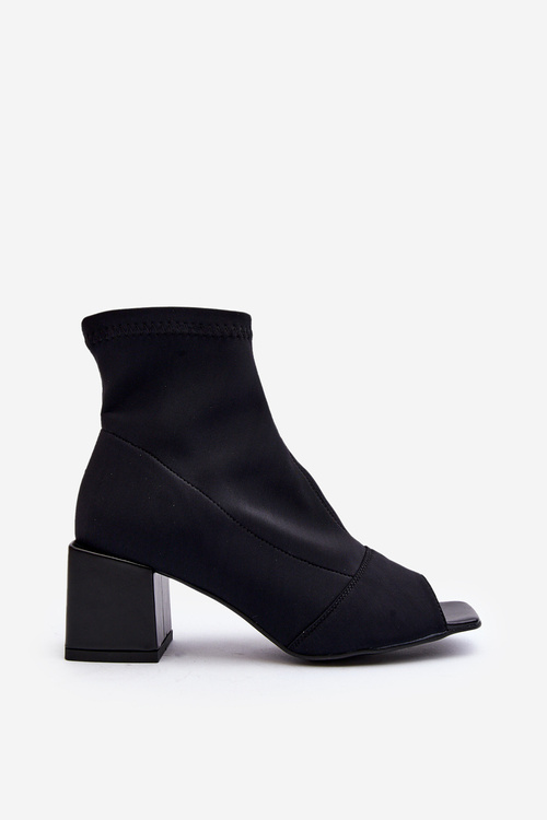 Dámské černé boty na podpatku s odkrytou špičkou Zazoo 2876