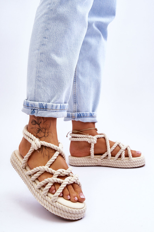 Dámské módní pletené sandály Světle béžová Tiffanie