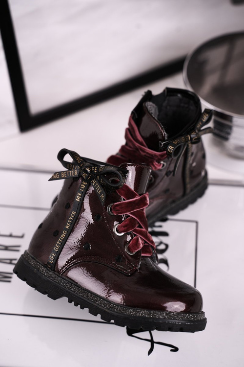 Dětské boty lakované zateplené wine Essie