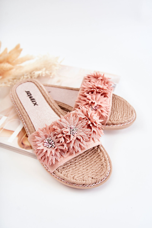 Dámske flip -flops s látkovými kvetmi ružová Susana