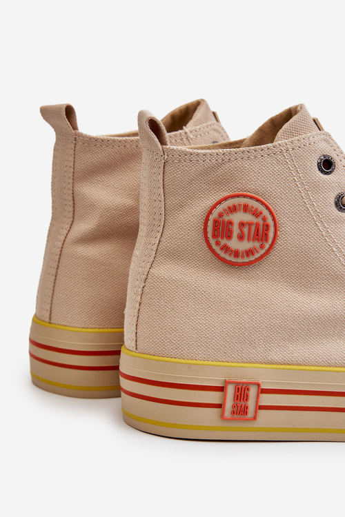Dámske tenisky s vysokým materiálom na platforme Big Star LL274187 Beige