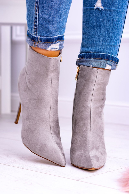 Lu Boo Gray Suede topánky na vysokých podpätkoch Veneci