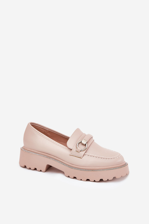 Dámske Mokasíny Ozdobené Zirkónmi Béžové Patina