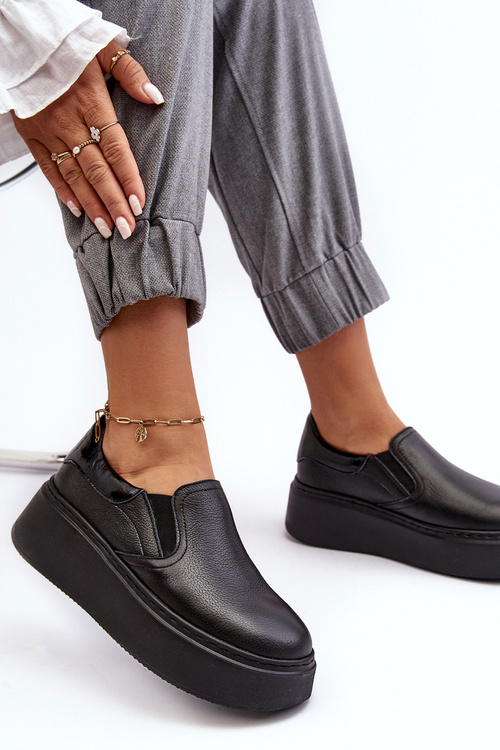 Dámské kožené sportovní boty na platformě černé Lemar Manish