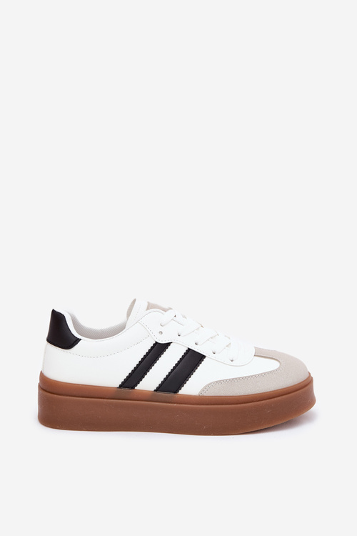 Dámske Sneakers Na Platforme Z Eko Kože Biele Elaraven