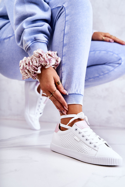 Dámské Kožené Tenisky BIG STAR HH274073 Bile-Růžové