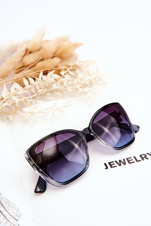 Slnečné okuliare s dekoráciou UV400 Prius V202 priehľadná čierna