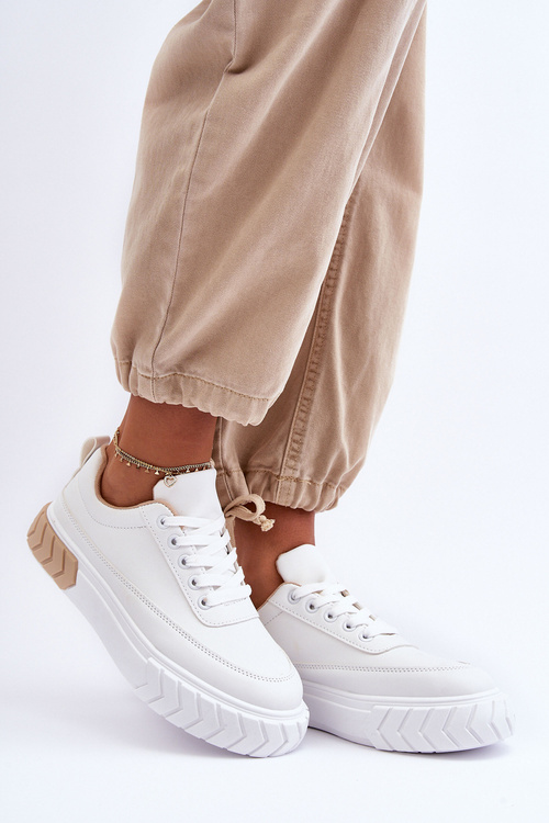 Klasické športové topánky na platforme biele a béžové Nannzie