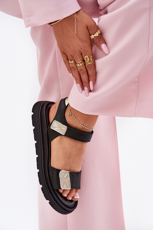 Kožené dámské sandály na platformě Zazoo 40443 černé