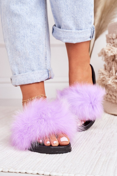 Dámské Nazouváky S Kožešinou Fialové Belmondo