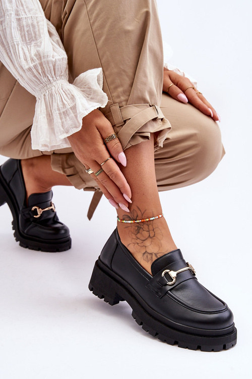 Dámske klasické mokasíny na čiernej zázrakovej platforme