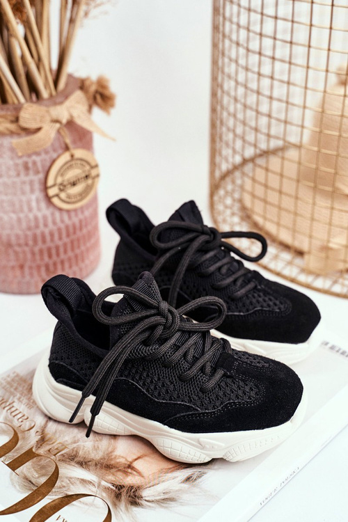 Športové športové topánky čipky -Čierny volový semiš